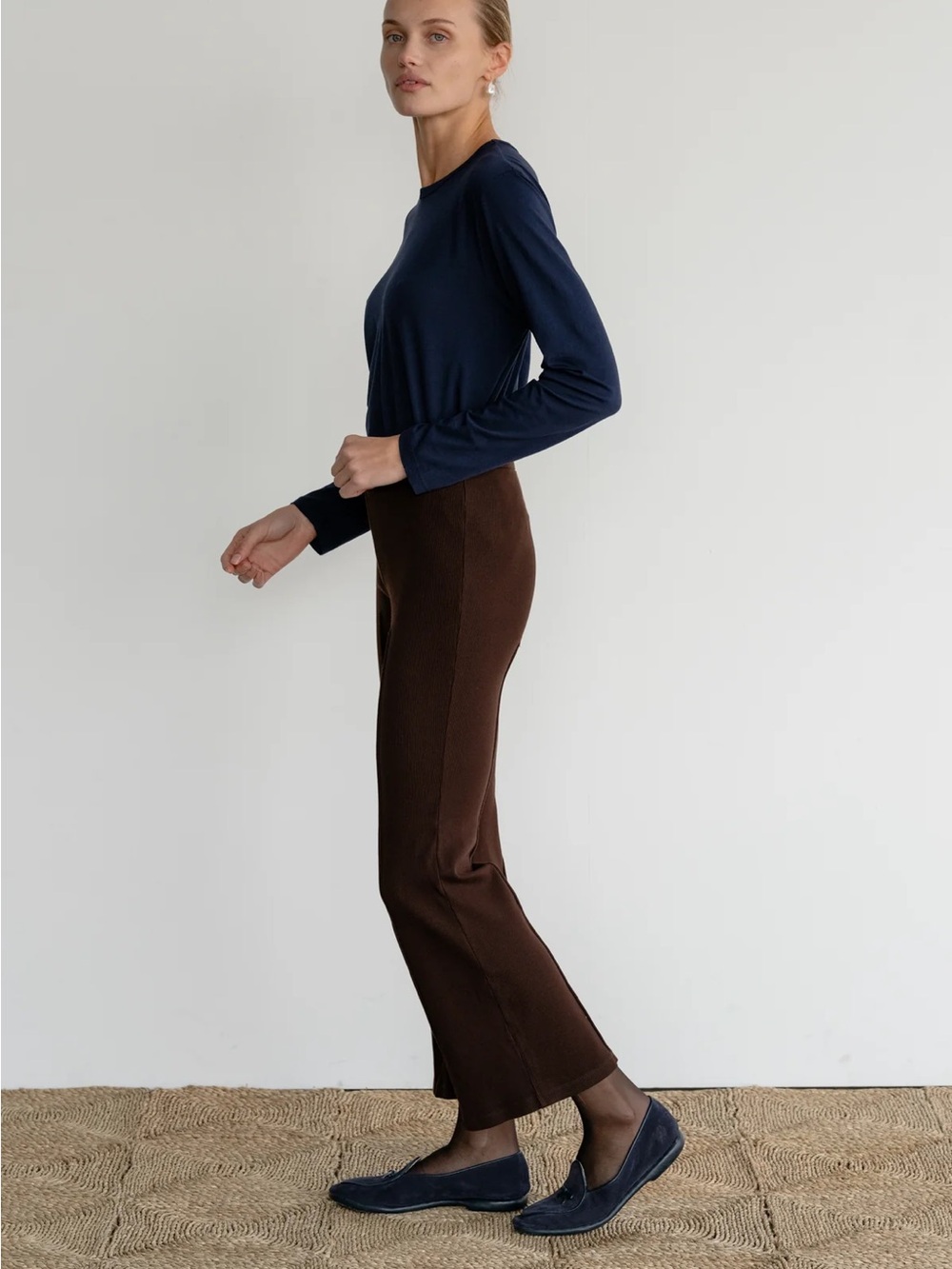 DONNI. Espresso Rib Kick Flare Pants - SOLD OUT